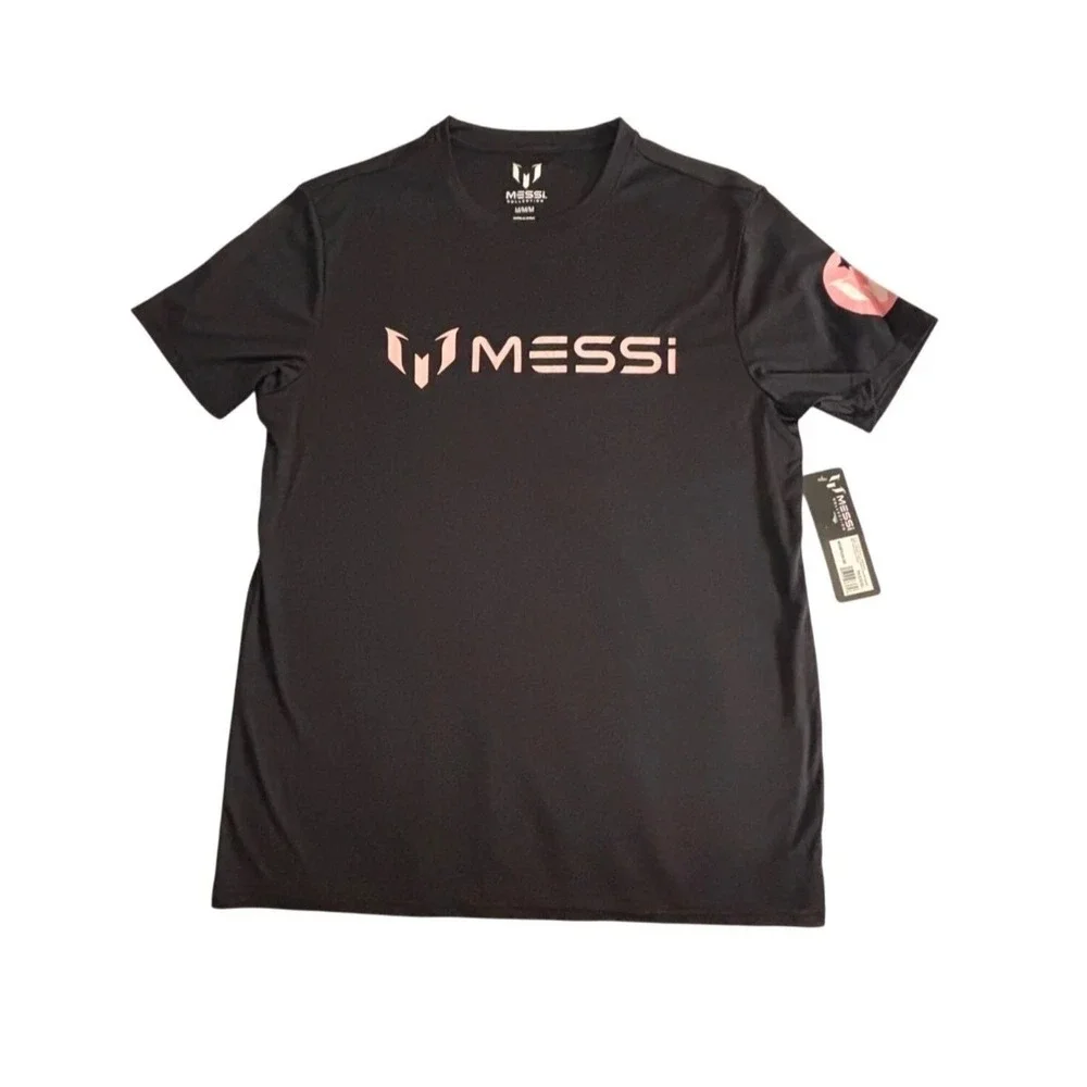 Messi Collection Black Performance T-Shirt Mens Size M Athletic Fit Polyester Sp